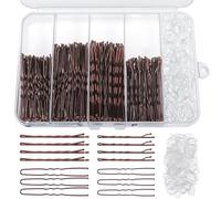 Kit de 460 épingles à cheveux en caoutchouc, 220 épingles à cheveux 2 tailles et épingles à chignon en forme de U pour femmes et filles avec 240 gommes à cheveux et boîte de rangement pour coiffures