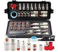 Kit de 48 raccords d'air NPT universels 6,35 mm | Nickelé avec pivot à 360° et mastic pré-appliqué | Comprend 14 bouchons, 4 coupleurs et adaptateurs pour compresseur d'air et outils pneumatiques