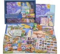 Kit de 480 pièces de fournitures de scrapbooking vintage, peinture à l'huile Van Gogh, grand kit de scrapbooking coloré pour journal artistique, fournitures de journal indésirable avec autocollants et
