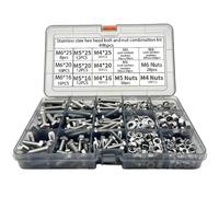 Kit De 496 Boulons Et Écrous À Tête Hexagonale En Acier Inoxydable - M4, M5, M6 X 16 Mm, 20 Mm, 25 Mm