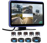Kit de 5 Caméras de Recul, IPS HD 10,1" avec Vision Nocturne & Étanche IP68, BSD, Enregistrement en Boucle, DVR, USB, Caméras en Couleurs Vives pour Camion/Camping Car/Caravane/Bus/Van 12-36V