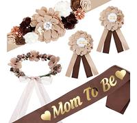 Kit de 5 écharpes de maternité pour futur papa - Épingles à fleurs, couronne de fleurs, ceinture de grossesse, ceinture de grossesse, décoration de fête prénatale, accessoires de grossesse pour