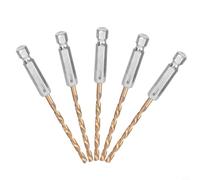 Kit de 5 forets HSS avec tige hexagonale de 6,35 mm conçue pour être compatible avec les tournevis sans fil et les outils électriques rotatifs (3,2 mm)