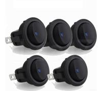 Kit de 5 interrupteurs à bascule ronds 12 V CC avec indicateur LED bleu pour câblage électrique de tableau de bord
