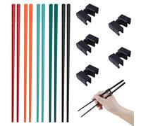 Kit de 5 Paires de Baguettes d’Entraînement en Alliage avec 5 Charnières Anti-Dérapantes - Baguettes en Fibre de Verre Réutilisables et Lavables au Lave-Vaisselle pour Adultes, Enfants et Débutants