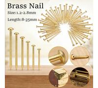 Kit de 50 clous en laiton assortis, 1,2/1,5/2/2,8 mm pour l'artisanat, les maquettes et les réparations fines, petits clous à tête ronde 2x25mm 50pcs