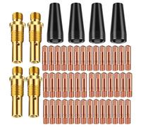 Kit de 50 embouts de buse sans gaz pour Lincoln pour Magnum 100L pour Weldpak - Embouts de contact pour diffuseurs de gaz avec embouts en cuivre de 0,8 mm/0,9 mm - Diffuseur en laiton résistant à la