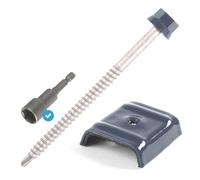 Kit de 50 fixations toiture bac métallique gris avec vis bardage autoperceuses, cavaliers et douille Scell-It 6,3mm x 100mm