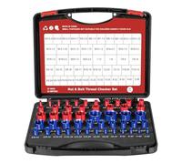 Kit de 50 outils de test professionnels pour vis à écrous - Matériaux en aluminium - Portable - Mallette de rangement - Code couleur pour écrous et tailles de filetage - Outil d'identification
