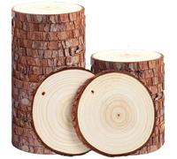 Kit de 50 tranches de bois naturel, non finies, pré-percées avec trou, cercles en bois for décorations de Noël, bricolage Pour Pyrograveur(8-9cm)