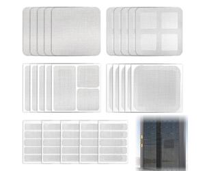 Kit de 55 Pièces pour Réparation Moustiquaire, Ruban Adhésif Velcro avec 4 Tailles (1.5x6cm, 5x5cm, 5x10cm, 10x10cm), Scotch Réparation pour Fenêtre, Porte et Mosquitaire, Attrape Cheveux Douche
