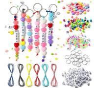 Kit de 572 perles porte-clés avec perles en plastique et en forme de cœur, cordons de cire, accessoires pour les fans d'artisanat