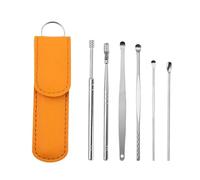 Kit de 6 cure-oreilles en acier inoxydable avec curettes et cuillères for le nettoyage des oreilles(Yellow)