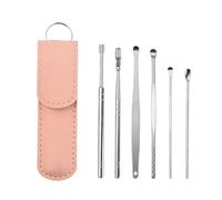 Kit de 6 cure-oreilles en acier inoxydable avec curettes et cuillères for le nettoyage des oreilles(Pink)