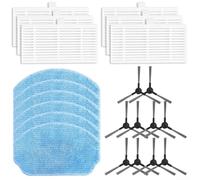 Kit de 6 filtres latéraux pour aspirateur Nedis WIFIVCB01 WIFIVCR001CBK avec 6 filtres, 8 chiffons, 10 brosses latérales, pièces de rechange compatibles pour un nettoyage en profondeur (B)