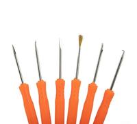 Kit de 6 outils à main pour le nettoyage et la réparation de circuits imprimés, en acier au chrome vanadium avec racloir, poinçon, brosse, crochet, aiguille incurvée