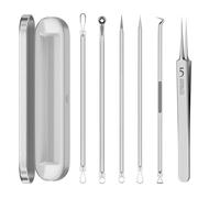 Kit de 6 outils de retrait de points noirs avec étui de rangement pour le visage, le nez, le nettoyage en profondeur des boutons pour un retrait rapide et facile des boutons