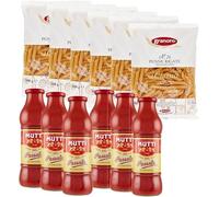 Kit de 6 pâtes Granoro Penne Rigate + 700 g de purée de tomates Mutti | Spécialité Italienne