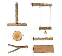 Kit de 6 perchoirs multifonctions pour oiseaux - Perchoirs sûrs - Balançoire pour animal domestique - Jouet de repos et de cage à mâcher