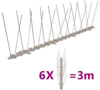 kit de 6 pics anti-oiseaux 3 m plastique 2 rangées