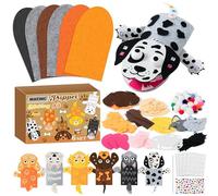 Kit de 6 pièces de marionnettes à mains, kit de bricolage en feutre pour chaussettes, jouets de création DIY avec pompons et yeux mobiles, jeux de rôles pour raconter des histoires, accessoires de