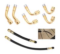 Kit de 6 Rallonge Extension Valve Pneu, Prolongateur Valve Pneu 45° 90° 135° avec 2 Extensions en Caoutchouc, Adaptateurs Universels pour Voitures Motos Camions Vélo Remorques, Accessoire de Gonflage