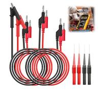 Kit de 6 Sondes d’Essai de Multimètre 4mm avec Aiguille de Perçage Isolante Non Destructive, Embouts en Acier Inoxydable et Câbles de Test à Double Extrémité avec Prise Banane