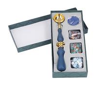 Kit de 6 tampons de cire bleu foncé rétro à faire soi-même, tampons à main, enveloppes, peinture au feu, kit de cire à cacheter, décoration de boîte