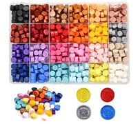 Kit de 600 Perles de Cire Octogonales, 24 Couleurs - Kit de Tampon en Cire avec Boîte Transparente pour Invitations Mariage, Lettres et Emballage Cadeau