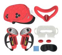Kit de 7 coques de protection en silicone pour Meta 3 avec couvercle hôte, couvre-poignée, plaquette de nez, joystick, capuchon de lunettes et cache d'objectif (rouge)