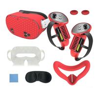Kit de 7 pièces en silicone pour méta avec coque de protection pour poignée hôte, capuchon de joystick, plaquettes de nez et lentille (rouge)