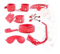 Kit de 7 pièces pour soutenir les postures de yoga, cuir rouge, souple et ajustable pour une grande liberté de mouvement