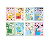 Kit de 8 Autocollants à Personnaliser, Visages changeants, Feuilles de Stickers à Mixer Animaux, création d'autocol