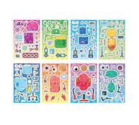 Kit de 8 Autocollants à Personnaliser, Visages changeants, Feuilles de Stickers à Mixer Animaux, création d'autocol