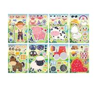 Kit de 8 Autocollants à Personnaliser, Visages changeants, Feuilles de Stickers à Mixer Animaux, création d'autocol