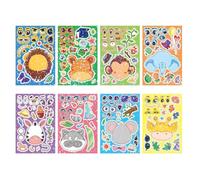Kit de 8 Autocollants à Personnaliser, Visages changeants, Feuilles de Stickers à Mixer Animaux, création d'autocol