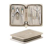 Kit de 8 Outils de Manucure et Pédicure, Coupe Ongle Métal Professionnel, Lime à Ongles Polissoir, Pince à Ongles, Tondeuse de Poils du Nez, Pince à Epiler, Cure-Oreilles Pour Homme, Femme, Pied