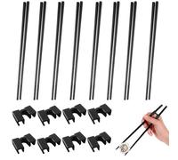 Kit de 8 Paires de Baguettes d'Entraînement en Alliage avec 8 Charnières Anti-Dérapantes, Baguettes en Fibre de Verre Réutilisables et Lavables au Lave-Vaisselle, 24cm, Pratique et Idéale pour Ap