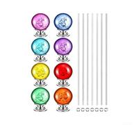 Kit de 8 piquets de jardin en acier inoxydable avec dessus en diamant | Dessus diamant à visser, assemblage en 1 minute, aucun outil nécessaire, projet de bricolage rapide, activité familiale
