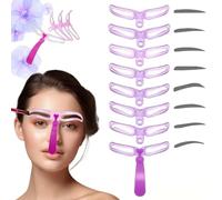 Kit de 8 pochoirs à sourcils réutilisables avec poignée et sangle pour une mise en forme facile, comprend des couleurs pour débutants, ensemble d'outils de maquillage (violet)