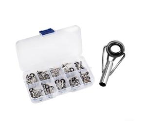 Kit de 80 anneaux de guidage de canne à pêche avec différentes tailles pour réparation de canne à pêche et utilisation artisanale, avec intérieur poli pour minimiser l'usure de la ligne