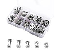 Kit de 80 Pièces Chicago Vis Assortiment avec 5 Tailles, Vis à Tête Croix Ronde en Métal pour Décoration de Cuir, Bricolage Reliure et Projets DIY Facile à Installer