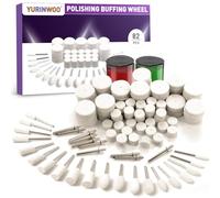 Kit de 80 roues de polissage avec 2 composés compatibles avec l'outil rotatif Dremel, différentes formes de roue de polissage pour perceuse avec tige de 3 mm pour métal et verre de jade