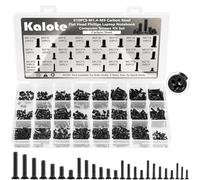 Kit de 810 vis de rechange noires pour ordinateur portable - M1.4 M1.7 M2 M2.5 M3 - En acier carbone - Vis cruciformes à tête plate - Pour Lenovo, Toshiba, HP, IBM, Dell, Sony