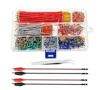 Kit de 840 fils de démarrage pour platine d'expérimentation Arduino, 14 Vaules, 2 mm - 125 mm - minidodoca en forme de U - Assortiment de fils magnétiques et 4 câbles de test avec pince crocodile de