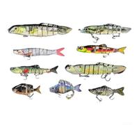 Kit de 9 leurres de pêche en ABS multi-articulés pour pêche en eau douce et en eau salée avec mouvement et construction réalistes (ColorF)