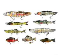 Kit de 9 leurres de pêche en ABS multi-articulés pour pêche en eau douce et en eau salée avec mouvement et construction réalistes (couleur D)