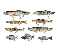 Kit de 9 leurres de pêche en ABS multi-articulés pour pêche en eau douce et en eau salée avec mouvement et construction réalistes (ColorC)
