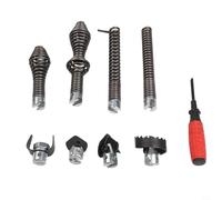 Kit de 9 pièces de coupe serpent de vidange pour C8, ensemble tarière en acier au manganèse avec tournevis, accessoires de dragage de tuyaux pour câble /8 pouces, outil de nettoyage de canalisations