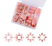 Kit De 96 Ongles Artificiels À Porter, Tendance Automne-Hiver En Europe Et Aux États-Unis, Couleurs Chaudes Éclatantes Avec Effet Brillant